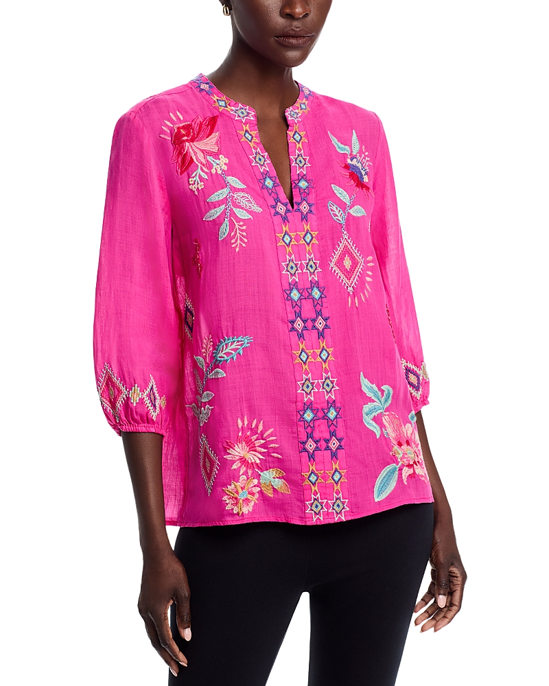 Johnny Was Paris Effortless Blouse In Fuchsia