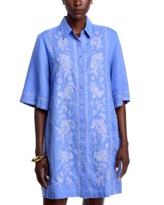 Johnny Was - Kimono Sleeve Linen Shirt Dress