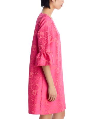 Ruffle Sleeve Jacquard Dress