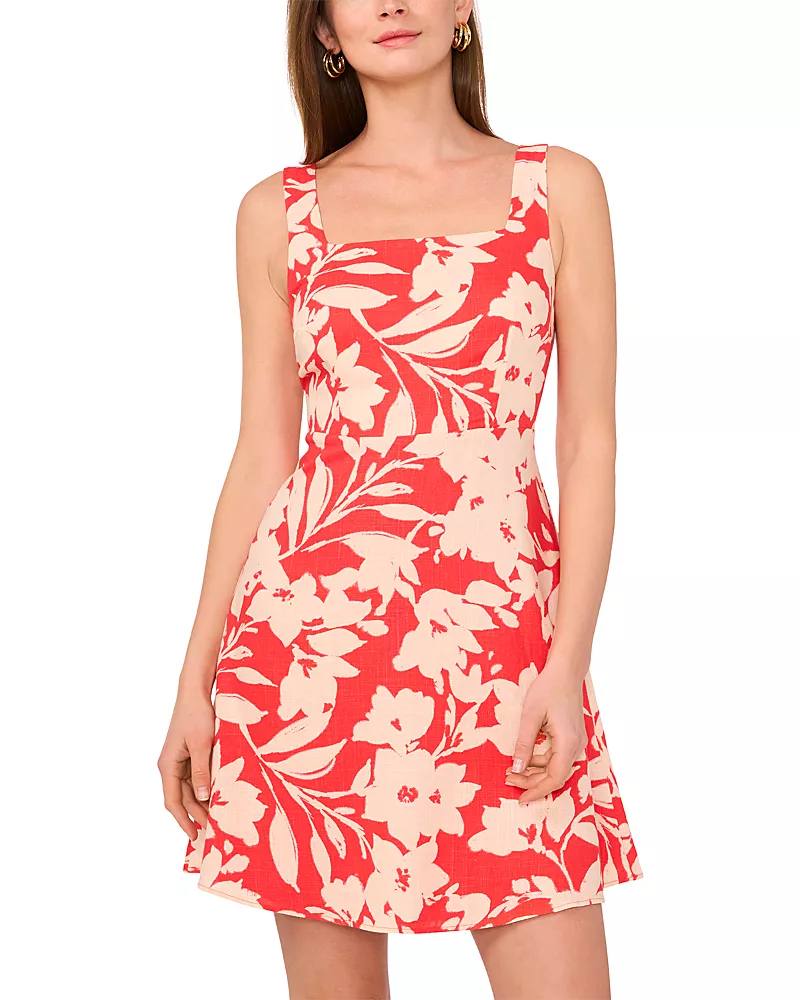Vince Camuto Floral Square Neck Mini Dress