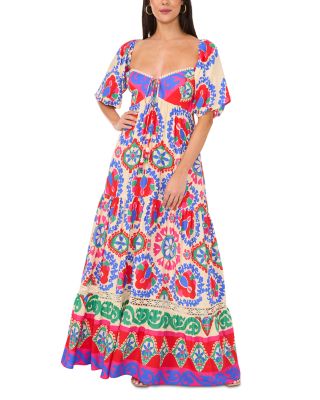 thumbnail image 2 of Vince Camuto Womens Paisley Print Maxi Dress White Multi Floral Slip... 2 of 13