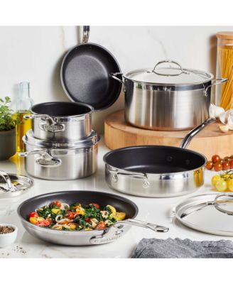 ProBond® Forged 10-Piece Professional Clad Stainless Steel Cookware Set with TITUM® Nonstick  