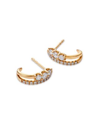 Diamond Double Hoop Earrings in 14K Yellow Gold, 0.5 tcw