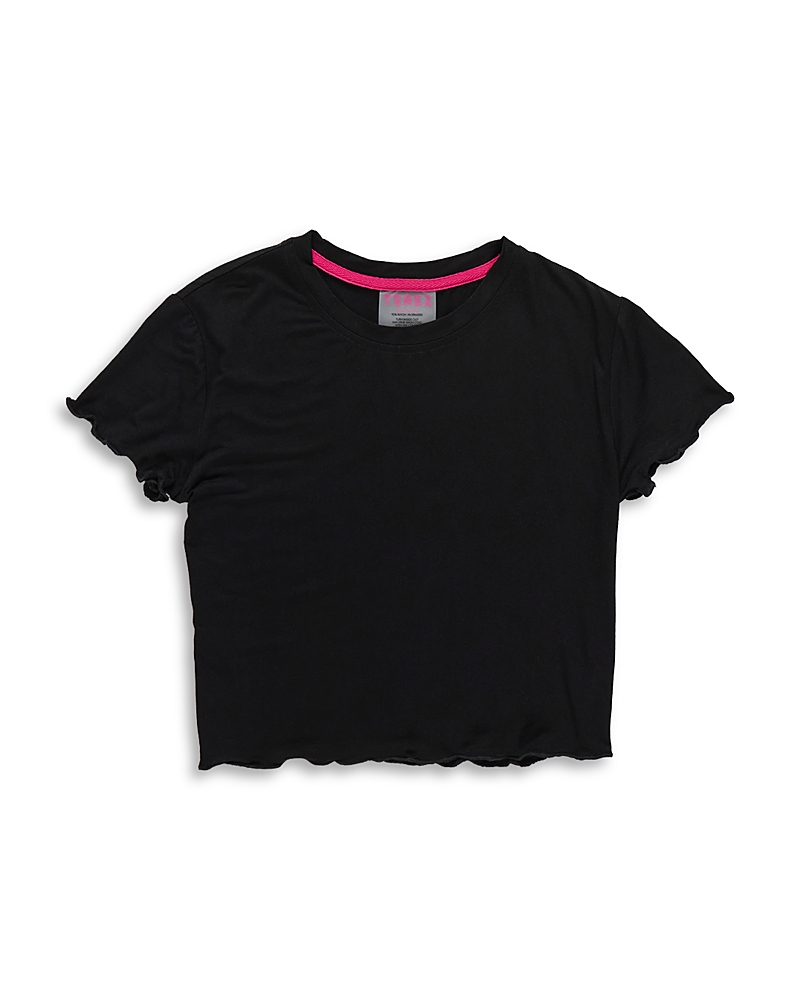 Terez Girls' Short Sleeve Lettuce Edge Tee - Little Kid, Big Kid