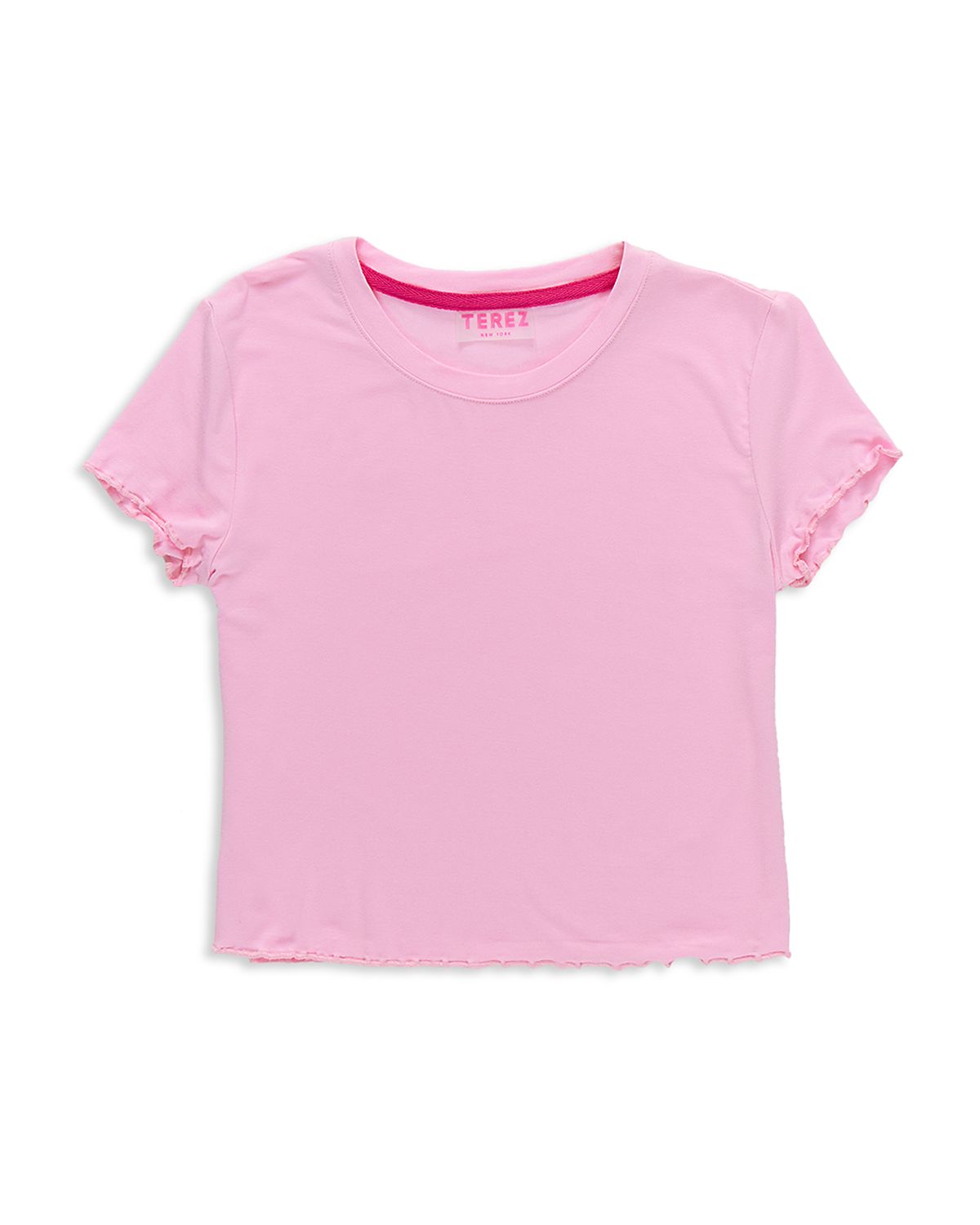 Terez Girls' Short Sleeve Lettuce Edge Tee - Little Kid, Big Kid