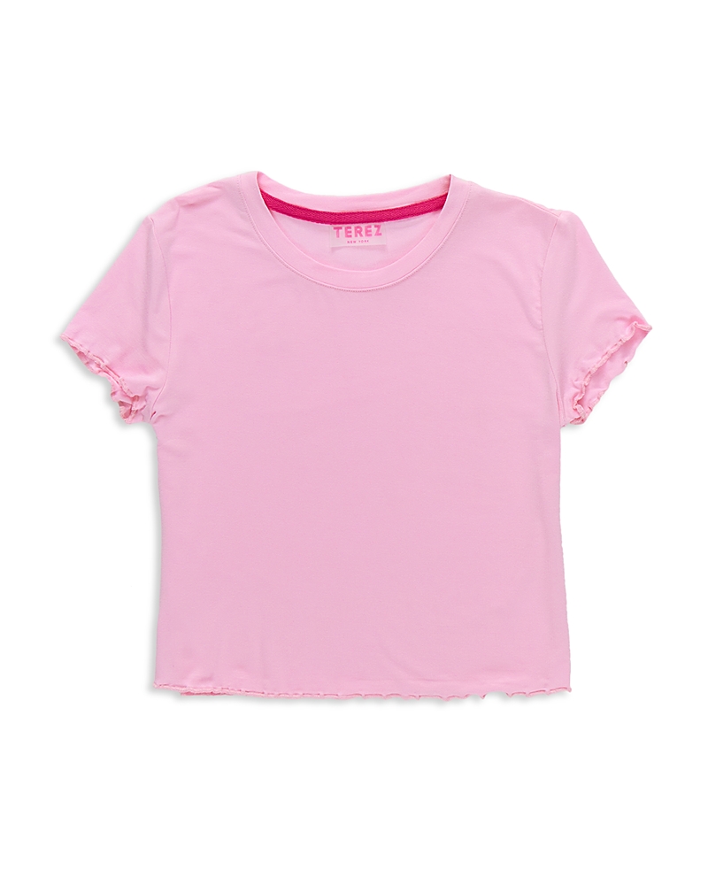 Terez Girls' Short Sleeve Lettuce Edge Tee - Little Kid, Big Kid