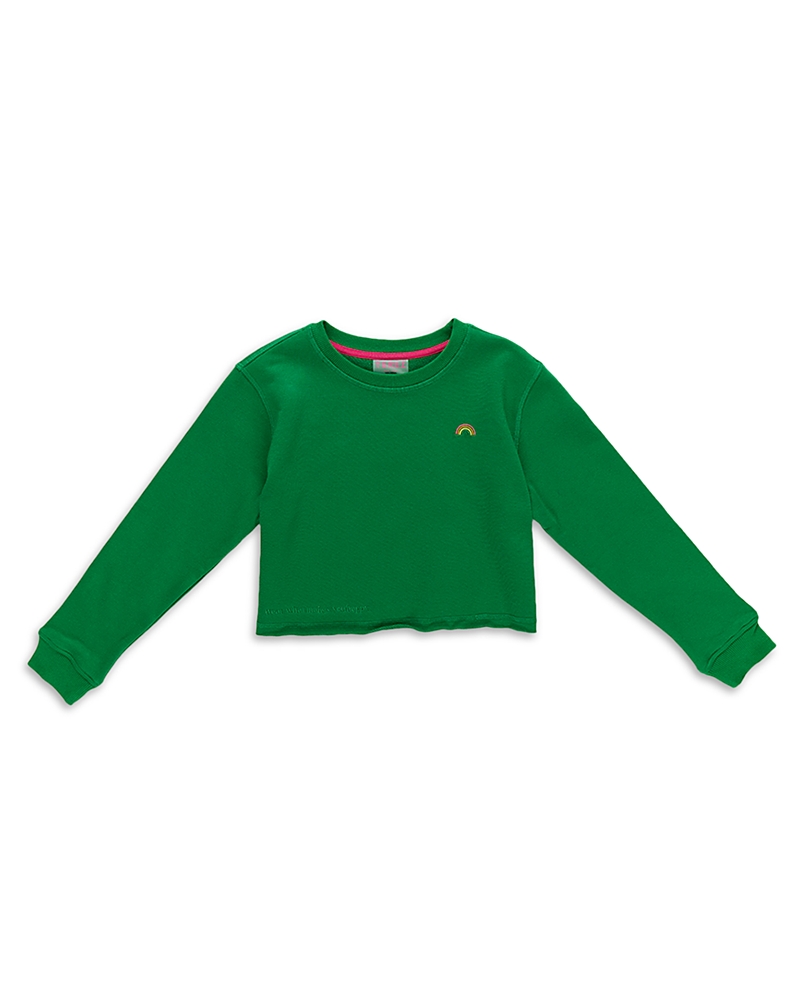 Shop Terez Girls' Long Sleeve Raw Hem Cropped Tee - Little Kid, Big Kid In Green