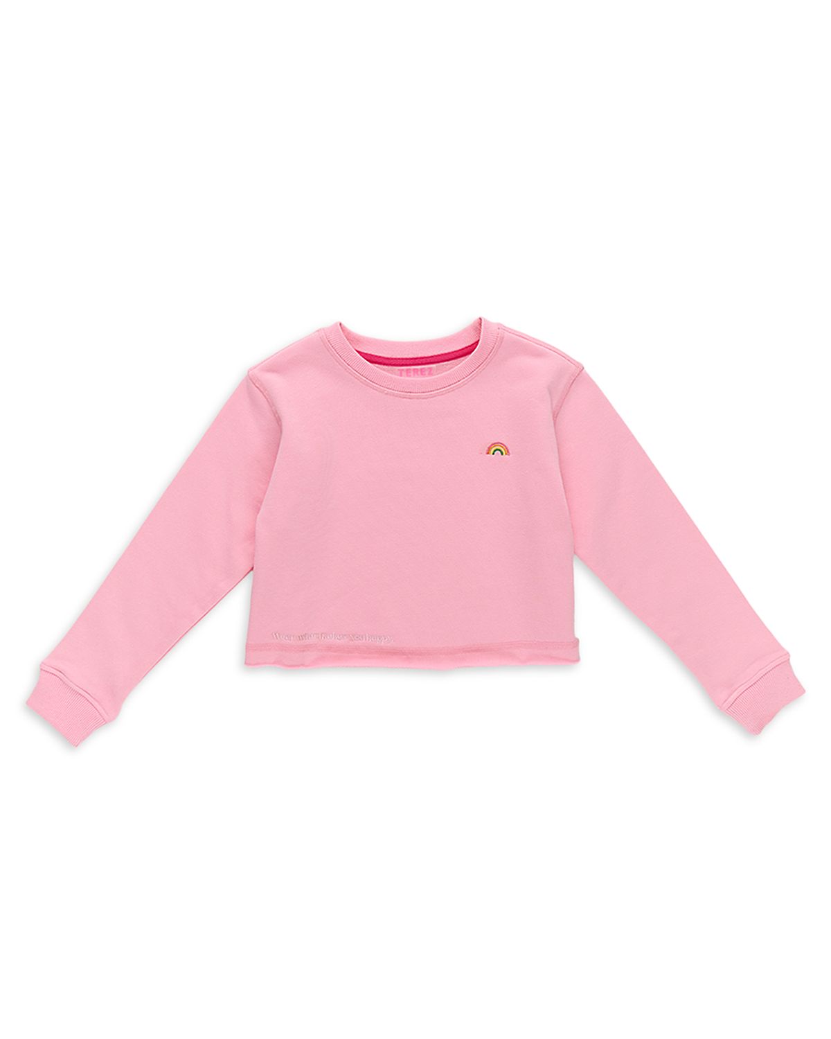 Terez Girls' Long Sleeve Raw Hem Cropped Tee - Little Kid, Big Kid