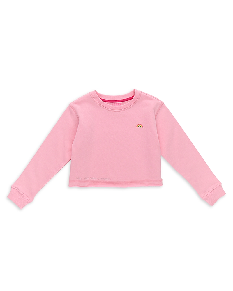 Terez Girls' Long Sleeve Raw Hem Cropped Tee - Little Kid, Big Kid