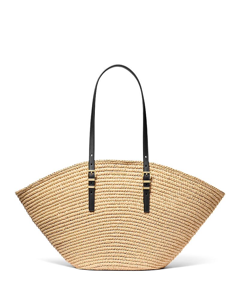 Michael Kors Shoulder Bag In Beige With Top Two Adjustable Top Handles In Natural/black