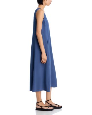 Silk Scoop Neck Midi Dress
