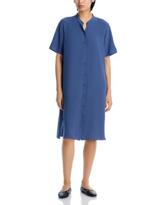 Eileen Fisher - Silk Mandarin Collar Shirtdress