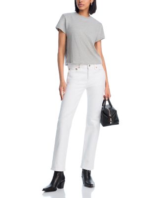 Crop Slim Straight Leg Jeans in White