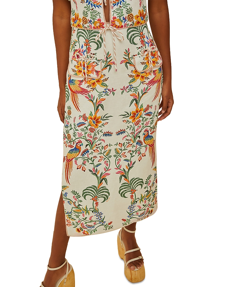 Farm Rio Delicate Forest Midi Skirt Delicate Forest Scarves Off White