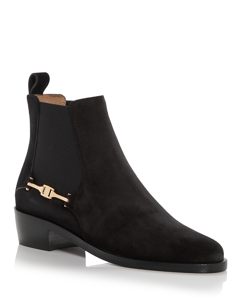 Ferragamo Suede Chelsea Ankle Boots With Elastic Band In Black