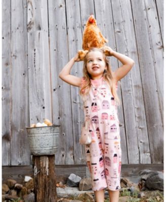 Girls' Printed French Terry Overalls - Little Kid