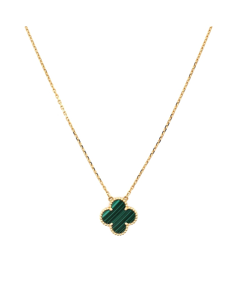 PRE-OWNED VAN CLEEF & ARPELS PRE-OWNED VAN CLEEF & ARPELS VINTAGE ALHAMBRA PENDANT NECKLACE 18K GOLD AND MALACHITE