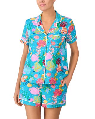 Printed Short Sleeve Boxer Pajama Set