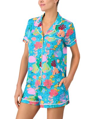 Printed Short Sleeve Boxer Pajama Set