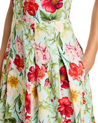 Printed Cotton Pleated Dress