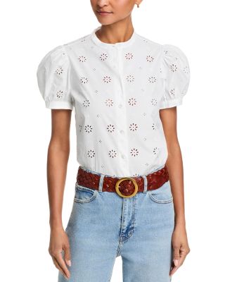 FRAME - The Eyelet Gathered Top