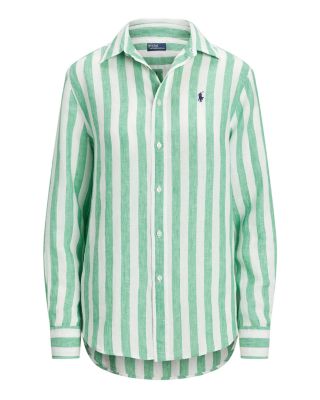 売れ筋商品|||ラルフローレン シャツ レディース トップス CLASSIC FIT STRIPED LINEN SHIRT - Button-down blouse - light blue/white 0400022587175_ROYALBLUEWHITE?