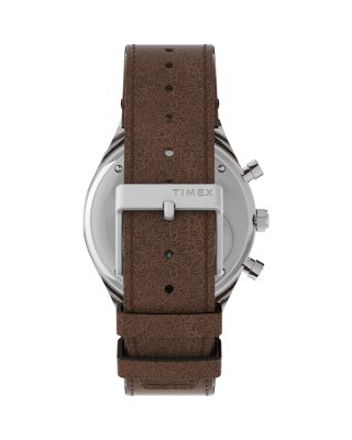 Q Timex Chronograph Leather Strap Watch, 40mm
