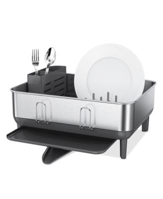 Compact Steel Frame Dish Drying Rack with Swivel Spout Drain