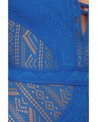 Color Play Crochet Plunge One Piece Swimsuit