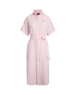 Striped Linen Short Sleeve Shirtdress