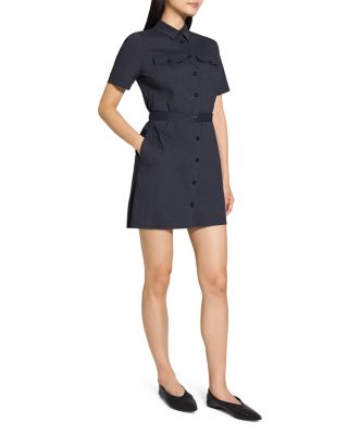 Linen Blend Military Mini Dress