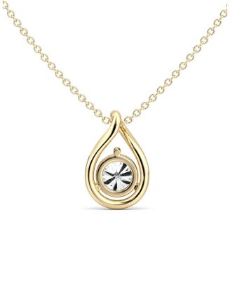  Pear Silhouette Necklace in 14K Gold 1.5ctw Round Brilliant & Pear Lab Created Diamonds