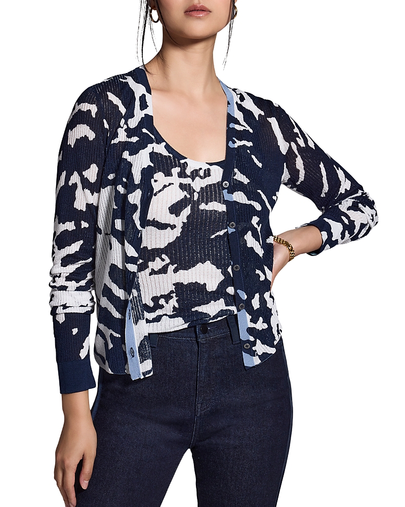 Nic + Zoe Nic+zoe Nightfall Rib Cardigan In Indigo Multi
