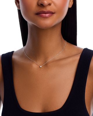 Diamond Certified Solitaire Pendant Necklace in 14K White Gold, 0.40 tcw