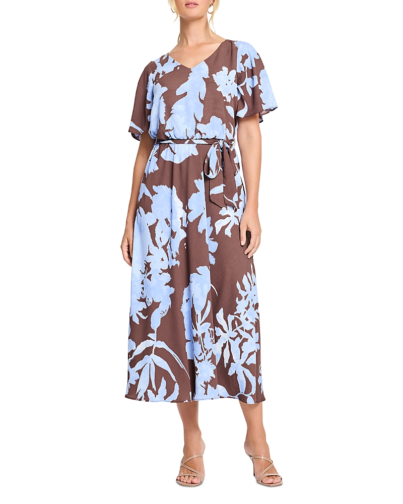 Nic + Zoe Nic+zoe Cloud Blossom Brooke Midi Dress In Brown Multi