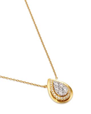 Diamond Cluster Pendant Necklace in 14K Two Tone Gold, 0.50 tcw