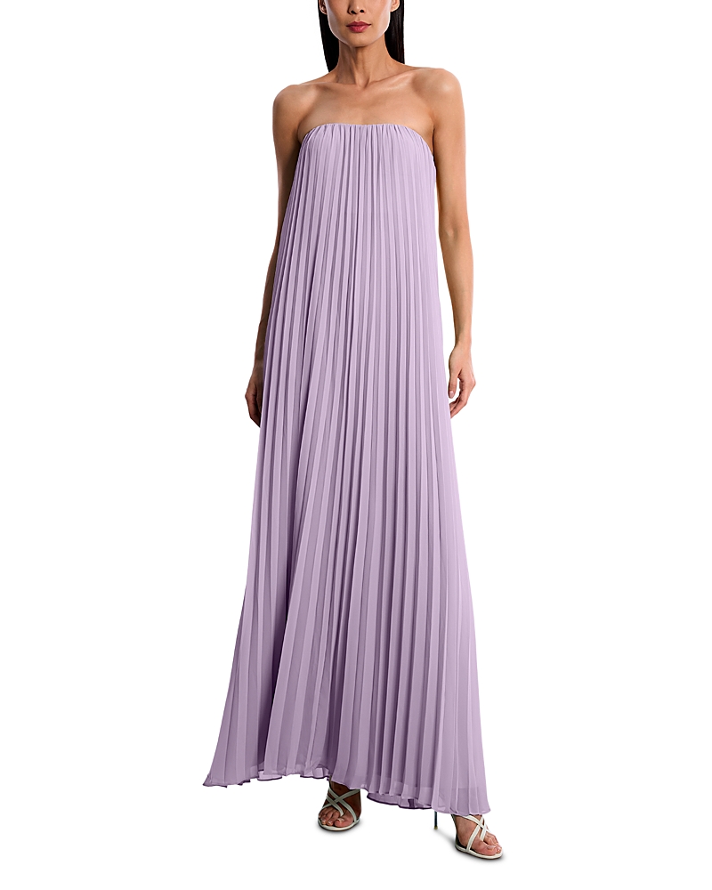 Bcbgmaxazria Strapless Pleated Chiffon Trapeze Gown In Fresia