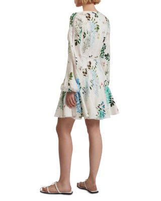 Belvida Linen Floral Lace Trim Dress