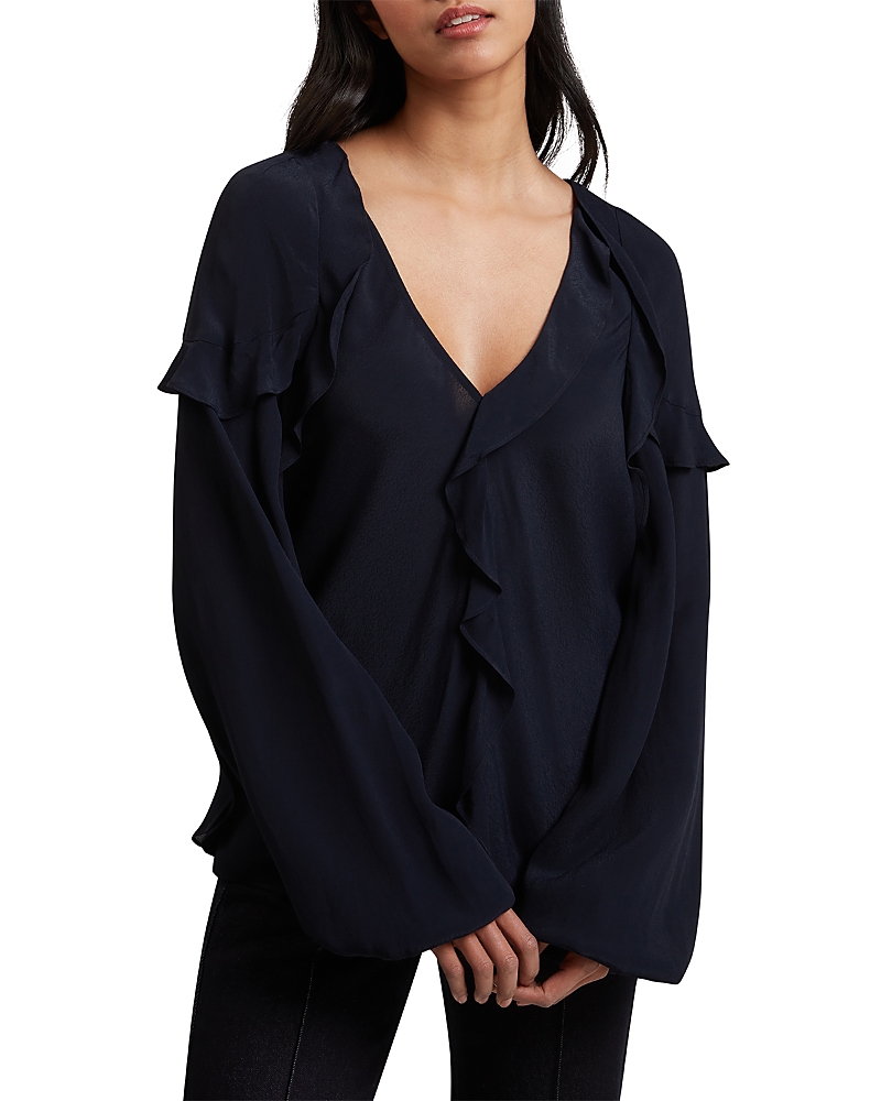 Ted Baker Kayfa Frill Blouse In Navy