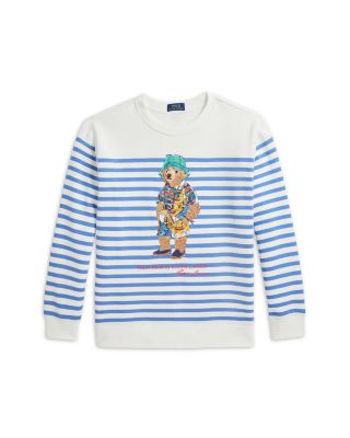Ralph Lauren - Boys' Striped Polo Bear Fleece Sweatshirt - Little Kid, Big Kid