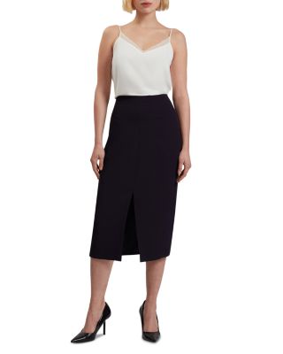 Manabus Tailored Midi Skirt With Front Split