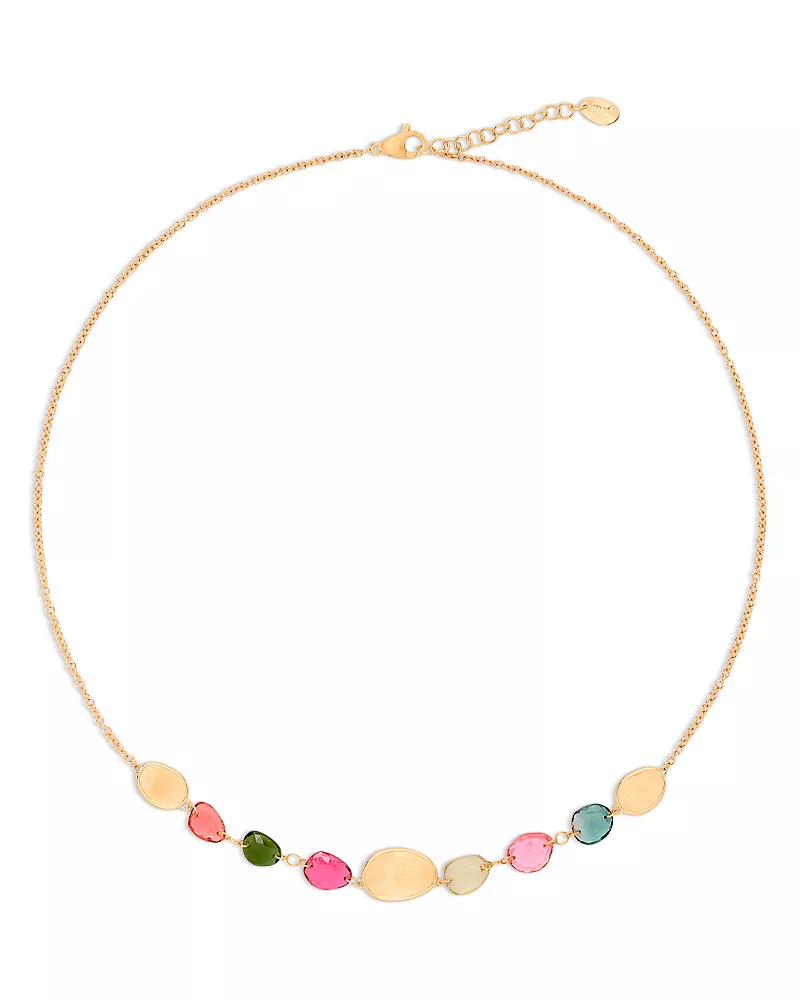 Marco Bicego 18K Yellow Gold Lunaria Tourmaline Multicolor Tourmaline Collar Necklace, 16.5