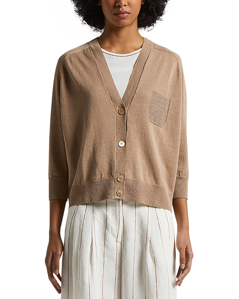 PESERICO BUTTON FRONT KNITTED TRICOT CARDIGAN