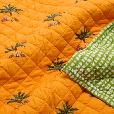 Petit Palm/Wavy Gingham Reversible Quilt, King