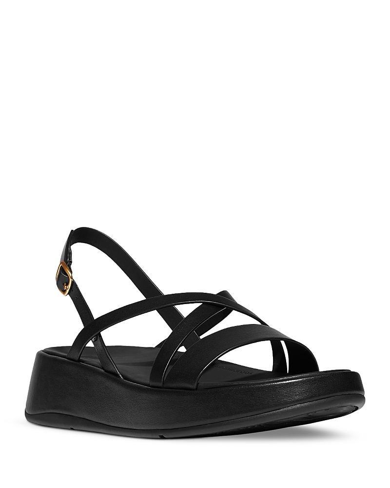 Fitflop F-mode Slingback Platform Wedge Slide Sandal In All Black