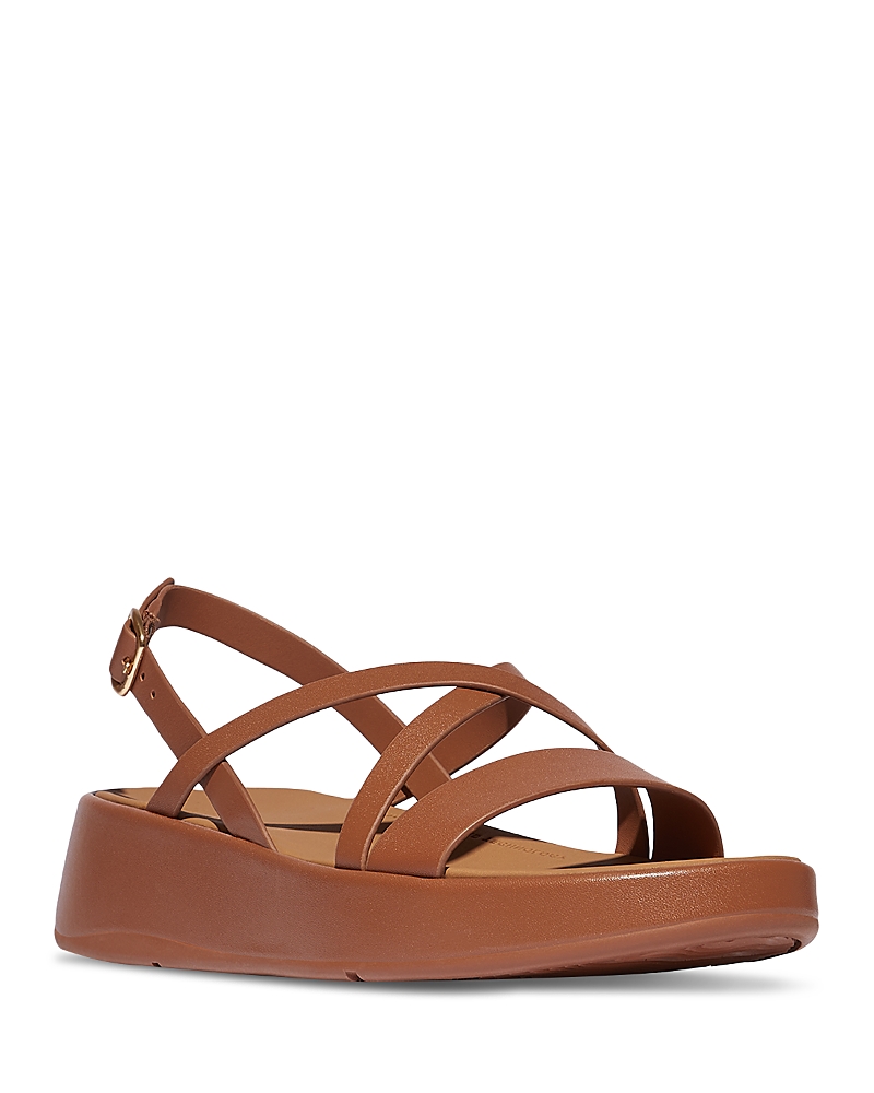 Fitflop F-mode Slingback Platform Wedge Slide Sandal In Deep Tan