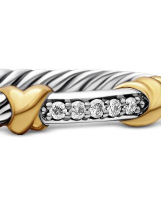 Petite Helena Wrap Band Ring in Sterling Silver with 18K Yellow Gold and Diamonds, 4mm