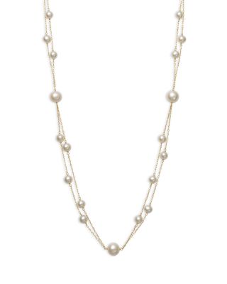 Cultured Freshwater Double Strand Collar Necklace in 14K Yellow Gold, 18"
