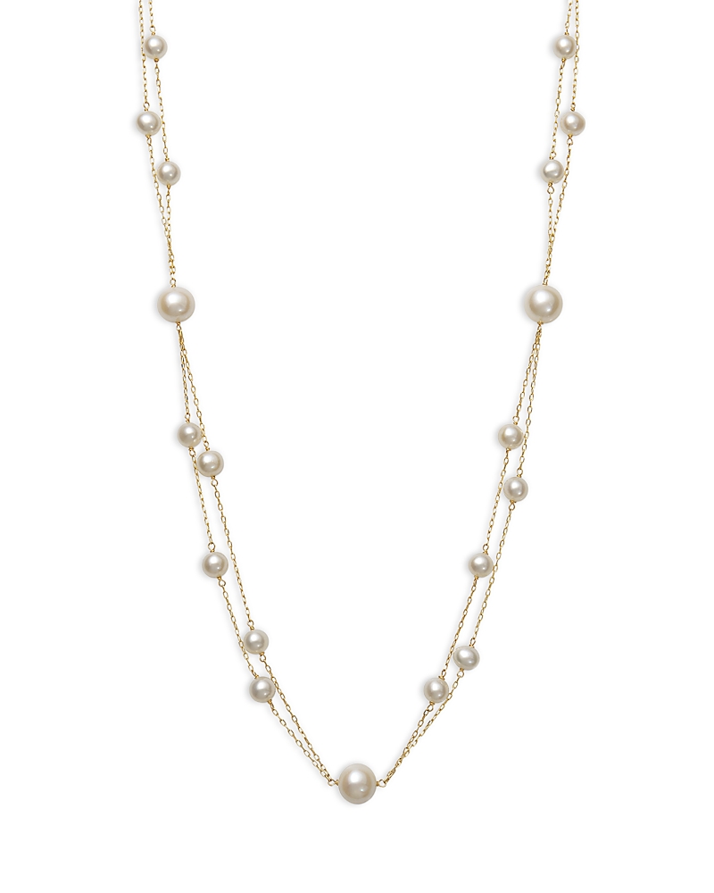 Bloomingdale's Fine Collection Cultured Freshwater Double Strand Collar Necklace In 14k Yellow Gold, 18 In White