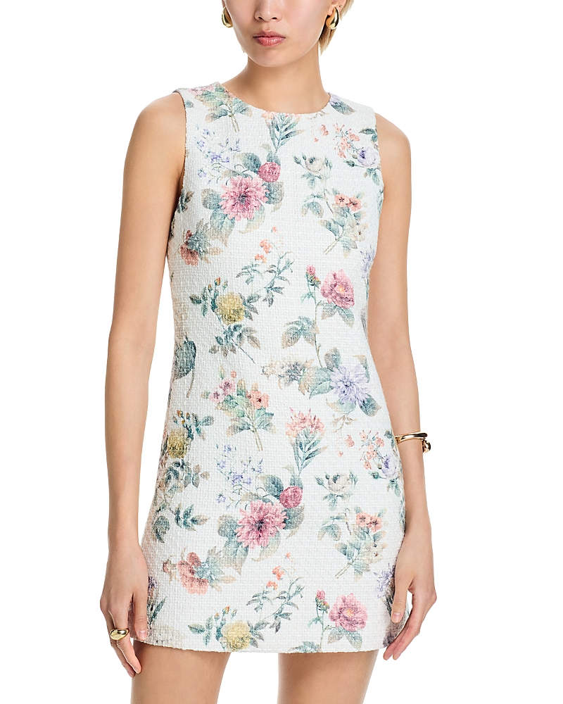 Alice And Olivia Clyde Floral A-line Mini Dress In Multi Floral In White Floral